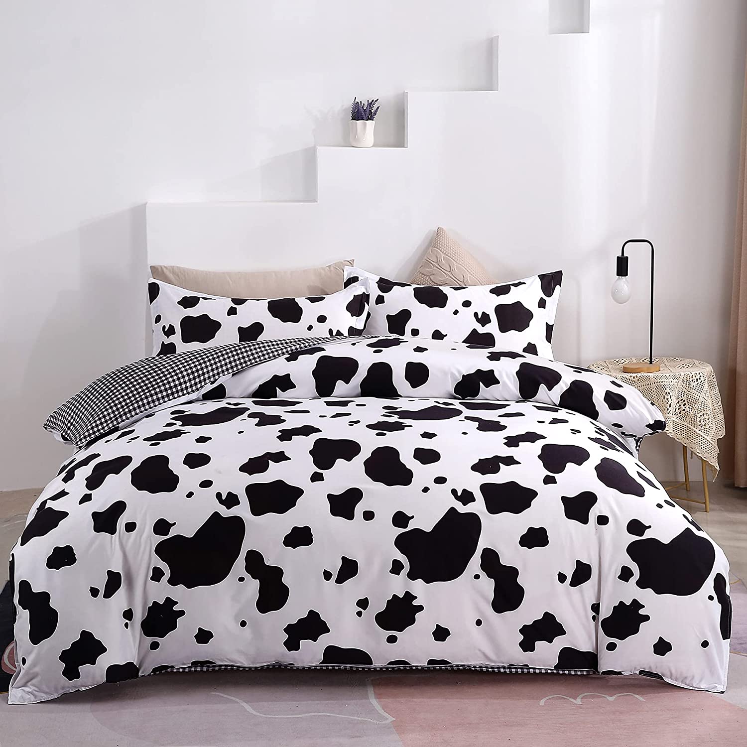 Cow Print Bed Set Aesthetic Bedding Tapestry Girls cow-print-bed-set-aesthetic-bedding-tapestry-girls