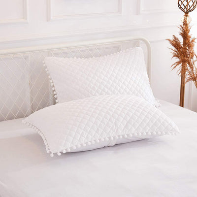 Diamond White Pom Pom Pillows - Tapestry Girls
