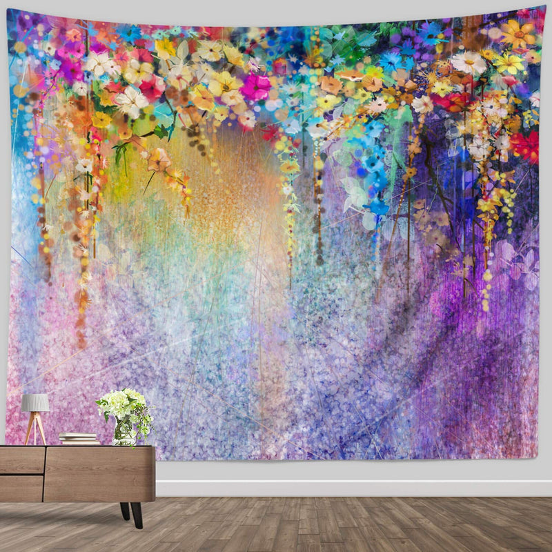 Floral Rainbow Tapestry