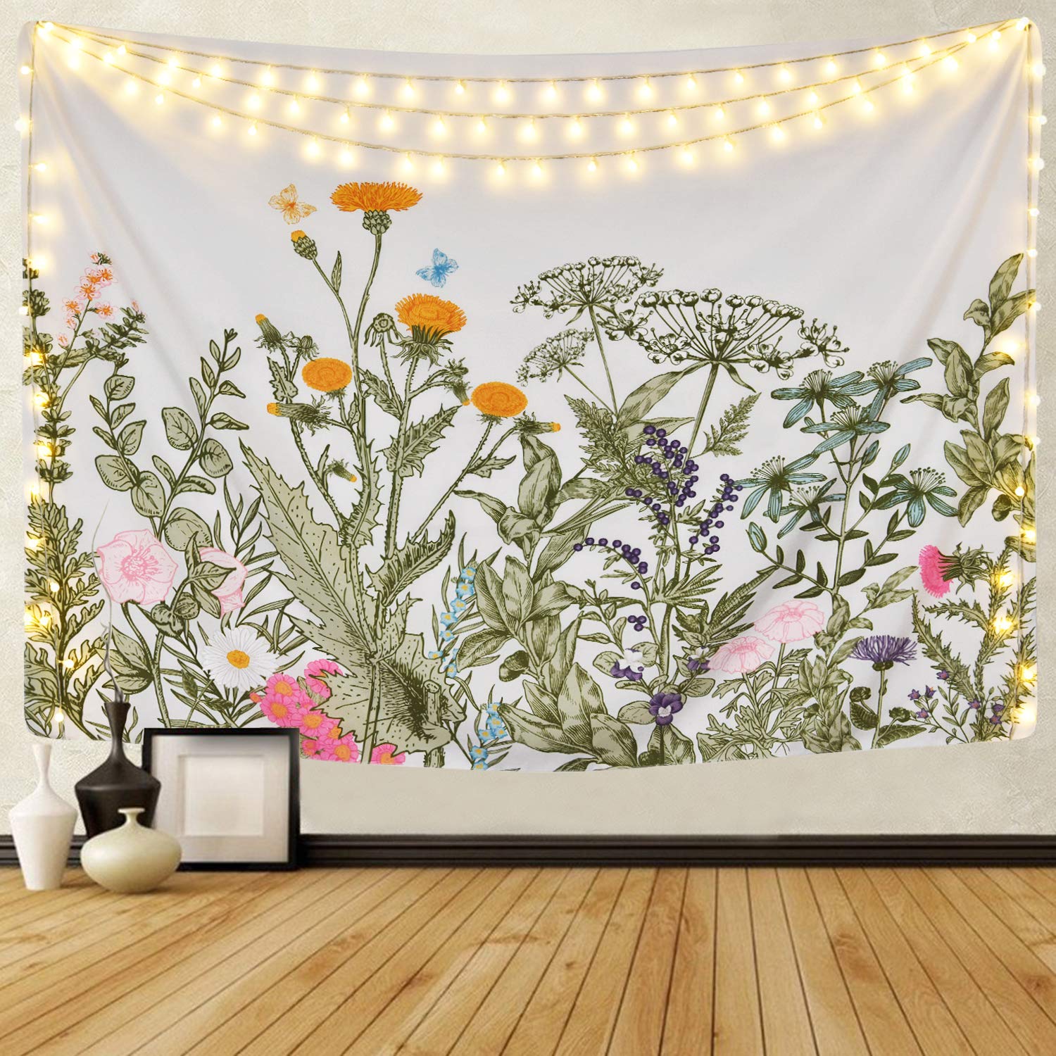 Abstract Plants Flower Tapestry Aesthetic Art Wall Hanging Tapestry Flower  Print Tapestry for Bedroom Living Room Dorm Home Decor 60 x 60 in