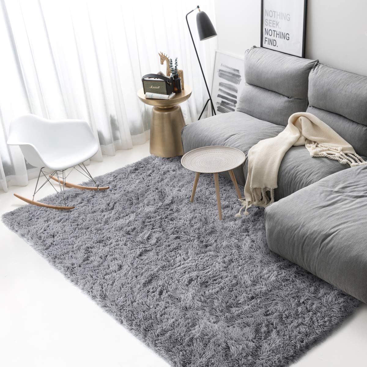 Grey Plush Rug Fluffy Rugs Tapestry Girls