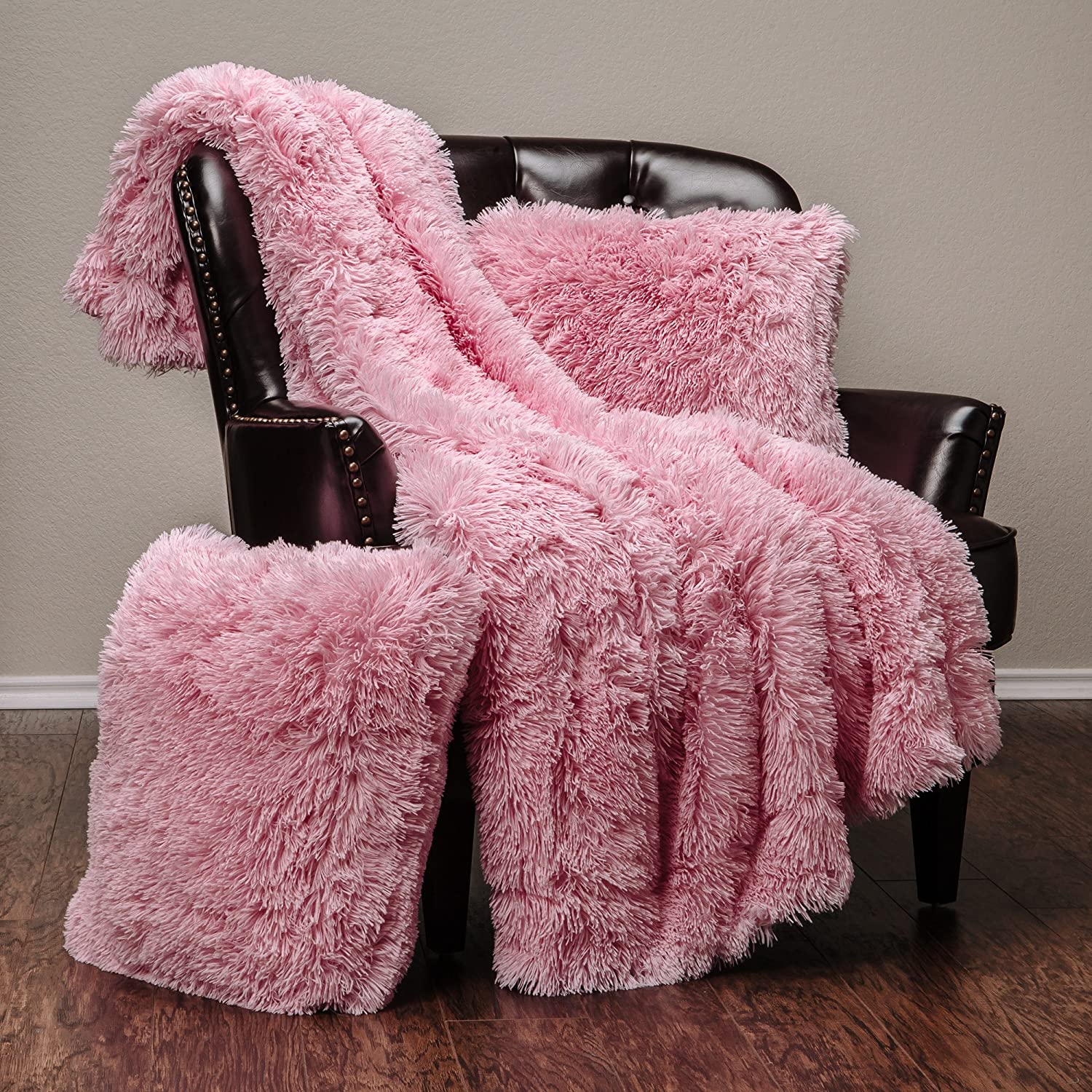 Pink Fur Throw and Pillow Set Tapestry Girls