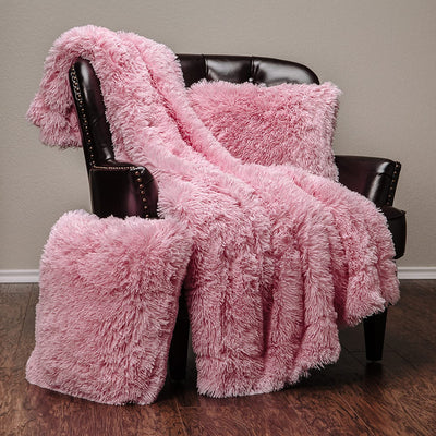 Pink Fur Throw and Pillow Set - Tapestry Girls