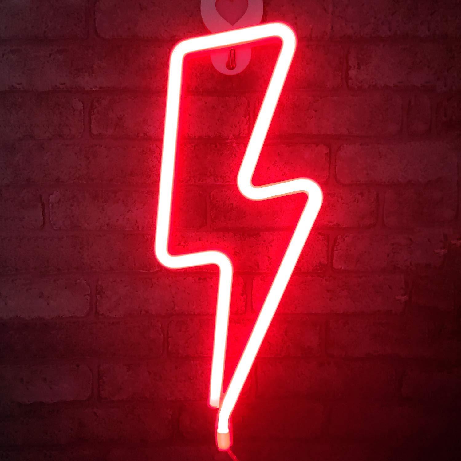 Mild Hændelse 鍔 Red Neon Lightning Bolt - Neon Signs | Tapestry Girls