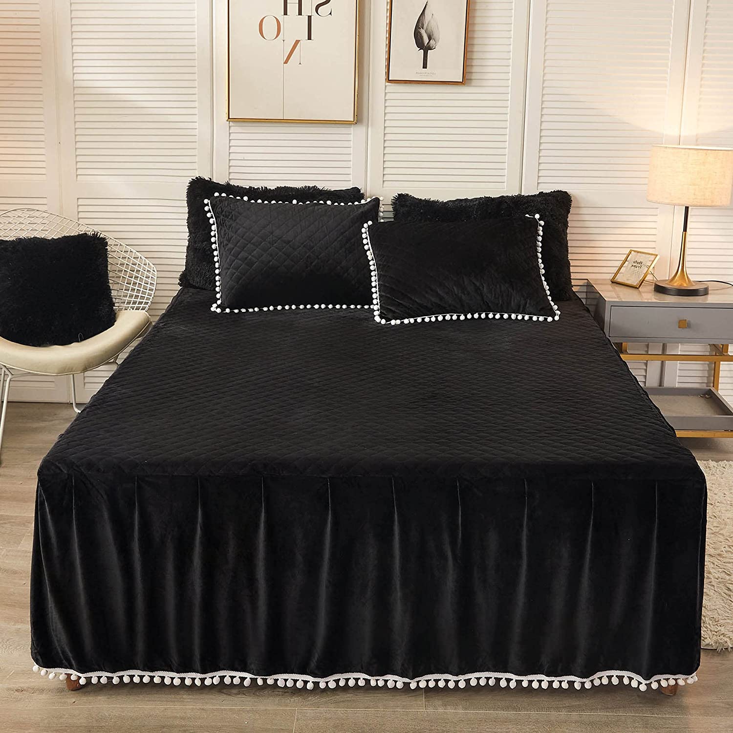 Softy Black Bed Skirt Tapestry Girls