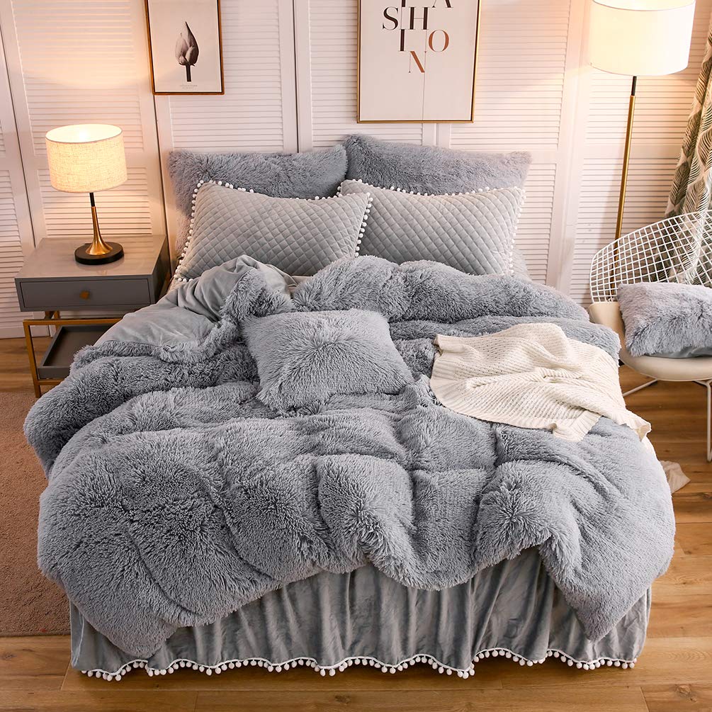 Romantic Elegant Grey Bedding Set Girl,Twin Full Queen King Cotton