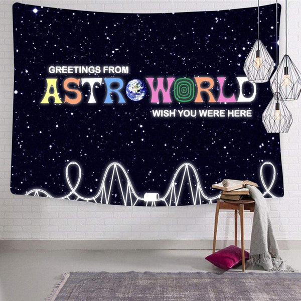 Travis Scott Astroworld Album Cover Blanket Black Background 