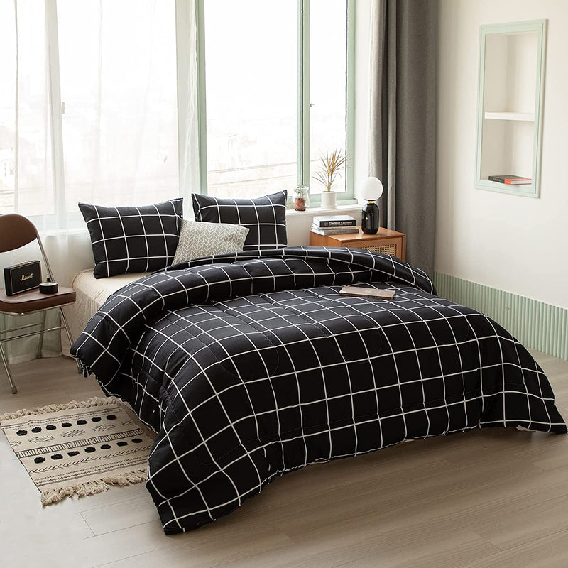 Black Grid Bed Set