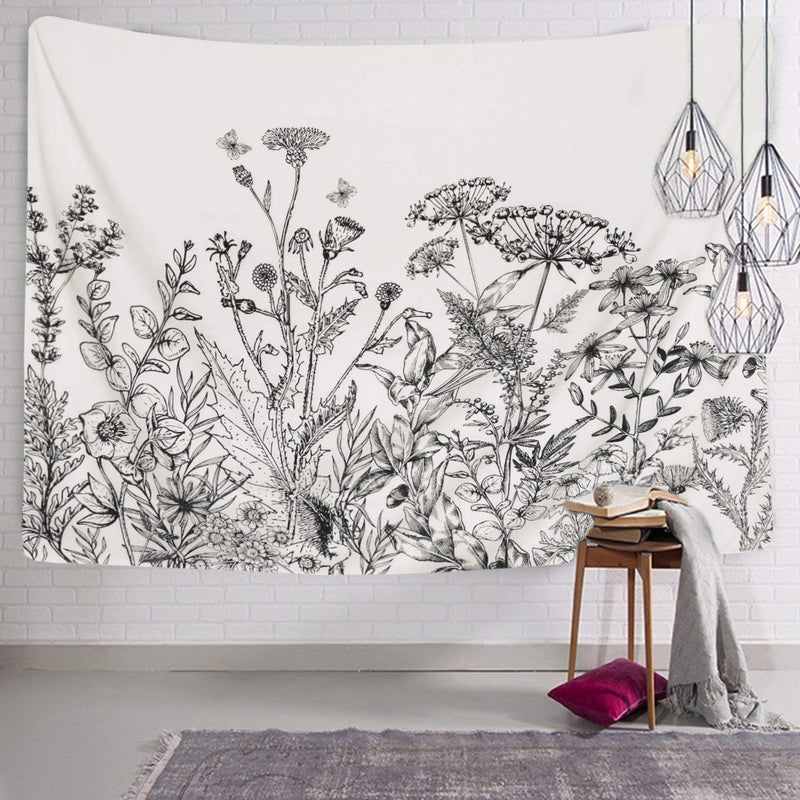 Black and White Floral Tapestry - Tapestry Girls