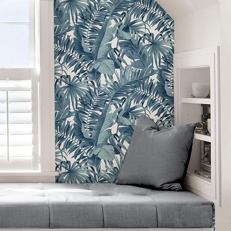 Blue Palm Leaf Removable Wallpaper - Tapestry Girls