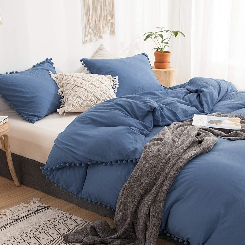 The Softy Pom Pom Blue Bed Set