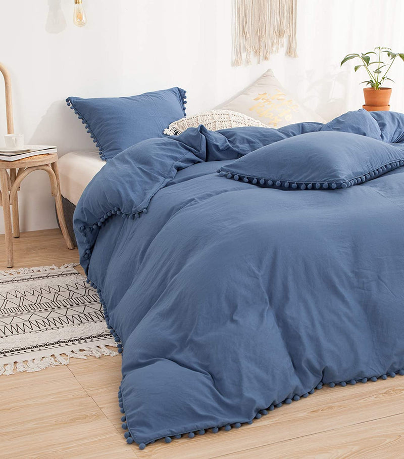 The Softy Pom Pom Blue Bed Set
