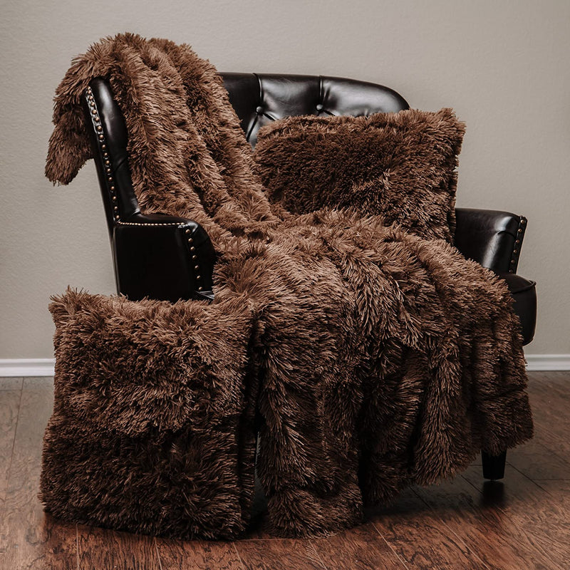 Chocolate Fur Throw and Pillow Set - Tapestry Girls