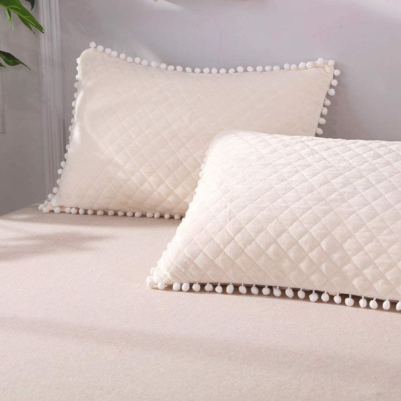 Diamond Beige Pom Pom Pillows - Tapestry Girls