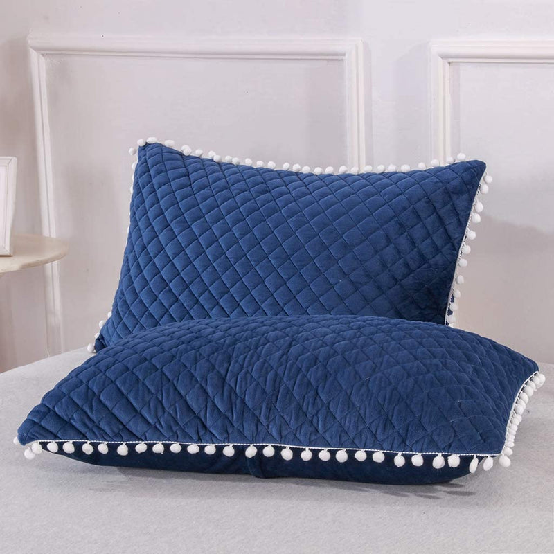 Diamond Blue Pom Pom Pillows - Tapestry Girls