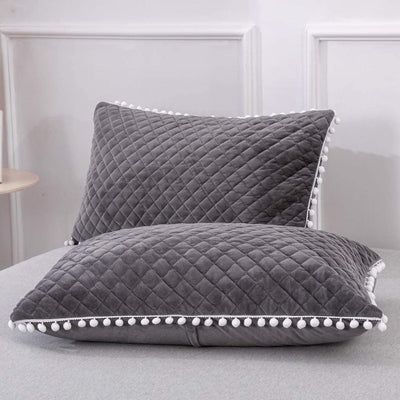 Diamond Gray Pom Pom Pillows - Tapestry Girls