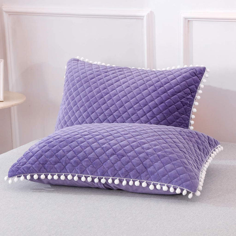 Diamond Purple Pom Pom Pillows - Tapestry Girls