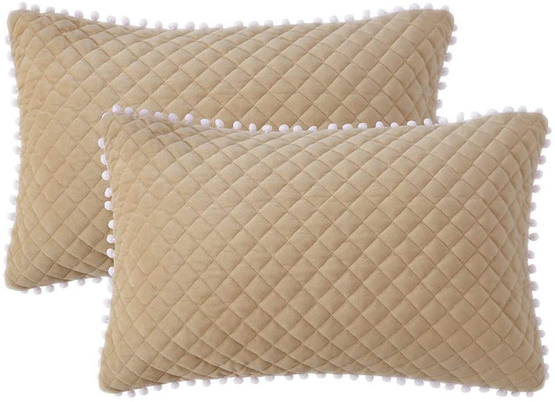 Diamond Tan Pom Pom Pillows - Tapestry Girls