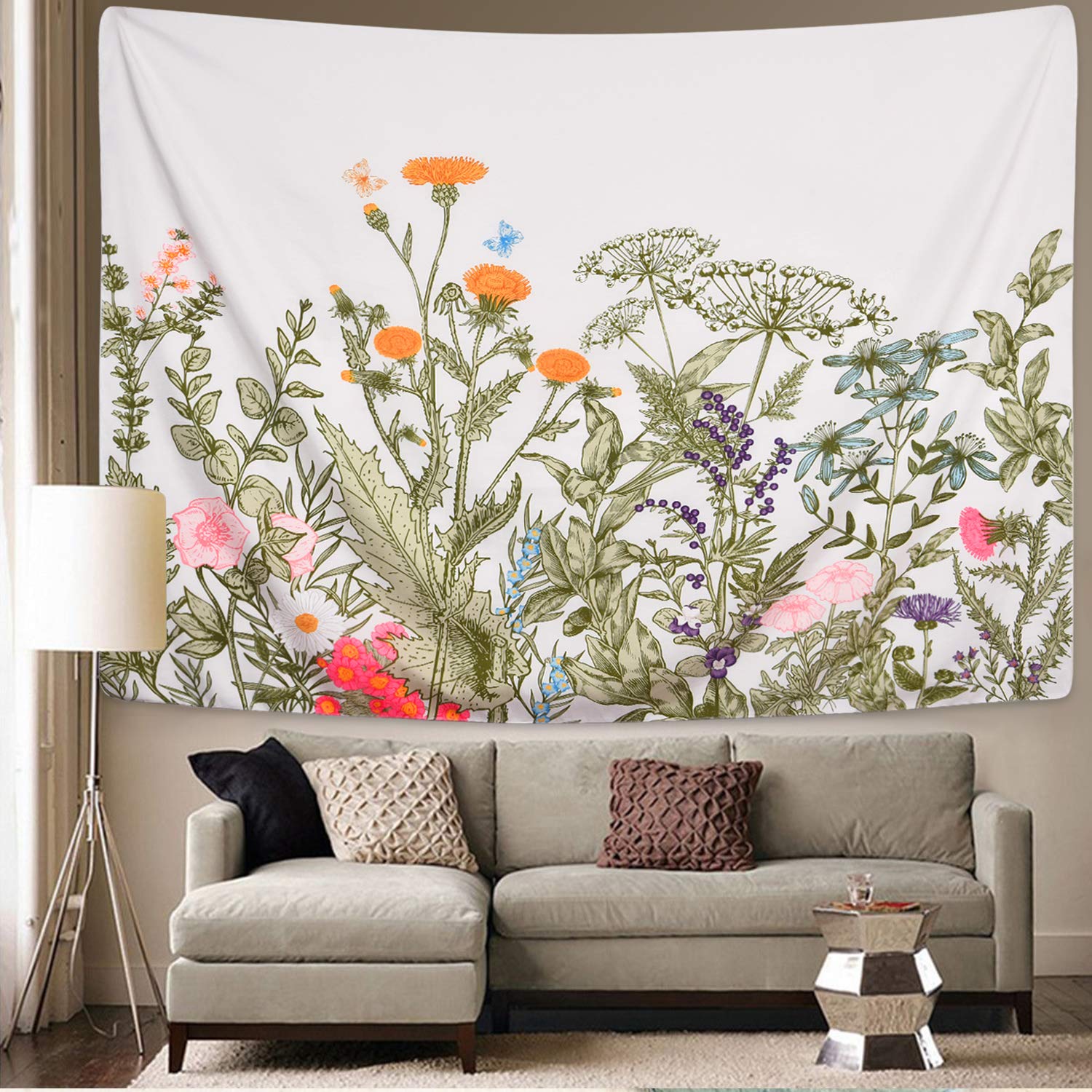 plant tapestry wall hanging Floral Plants Tapestry Large