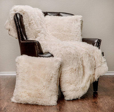 Beige Fur Throw and Pillow Set - Tapestry Girls