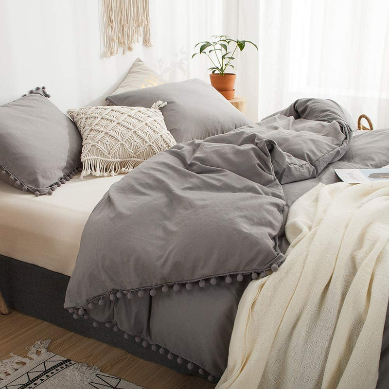 The Softy Pom Pom Gray Bed Set
