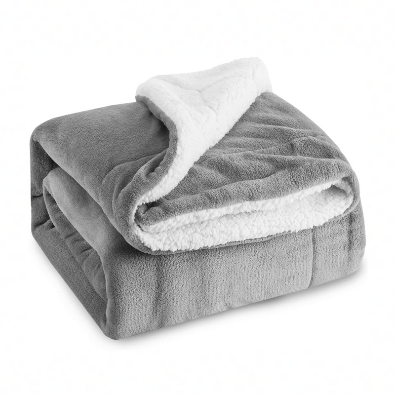 Grey Sherpa Fleece Blanket
