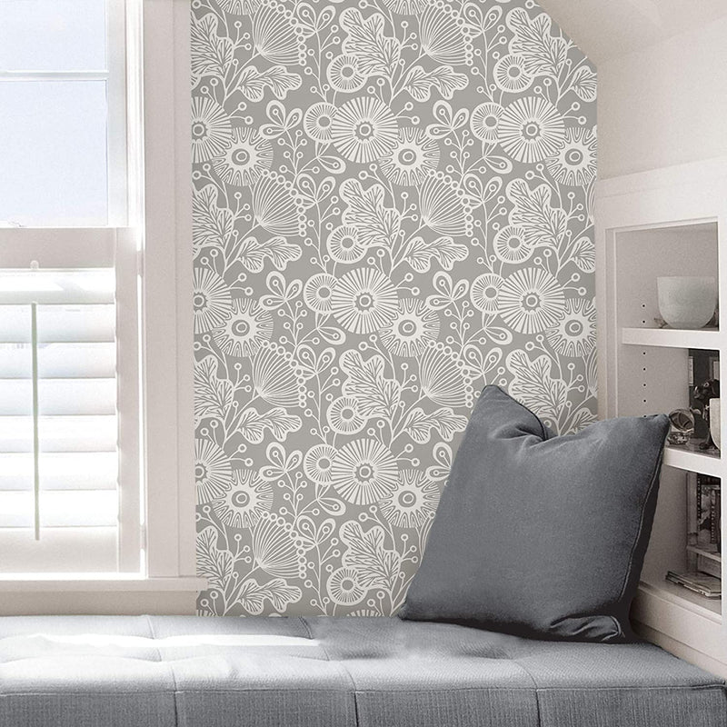 Grey Daisy Removable Wallpaper - Tapestry Girls