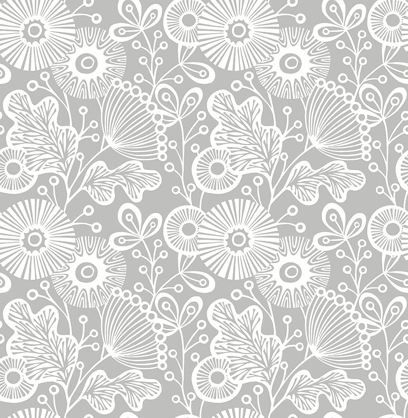 Grey Daisy Removable Wallpaper - Tapestry Girls