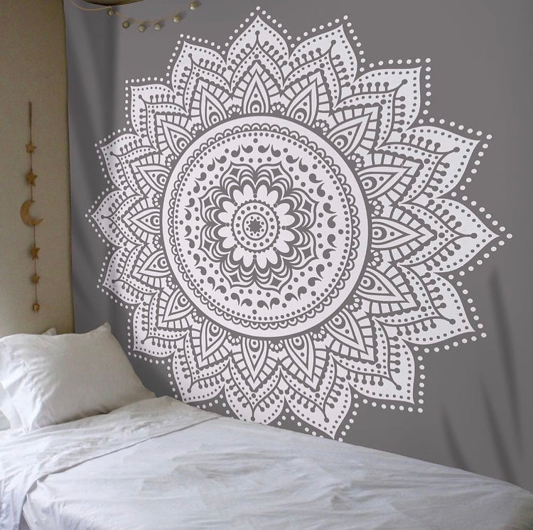 Grey Mandala Tapestry - Tapestry Girls
