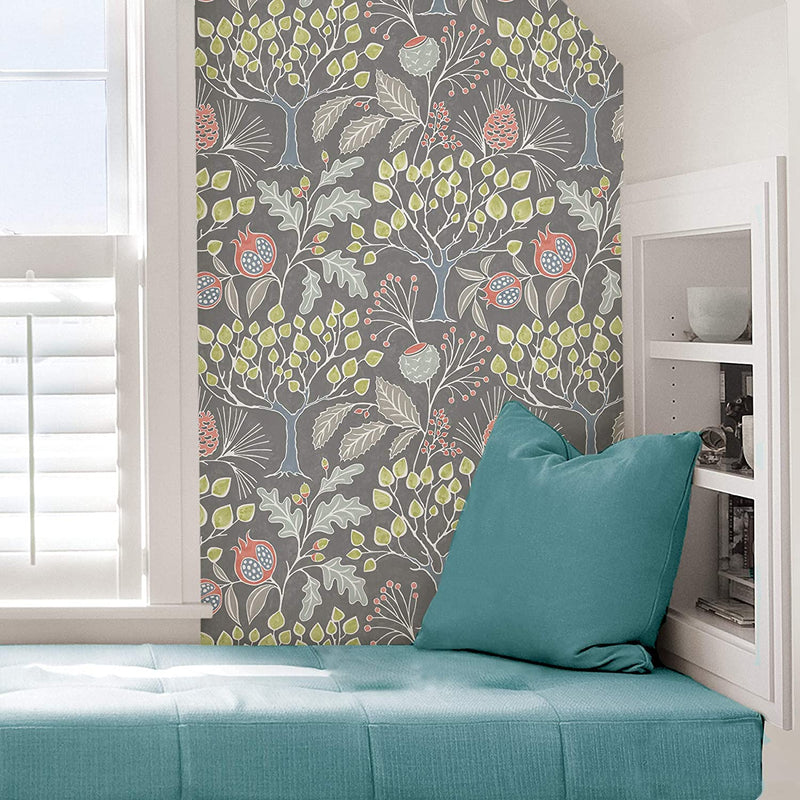 Groovy Garden Grey Removable Wallpaper - Tapestry Girls
