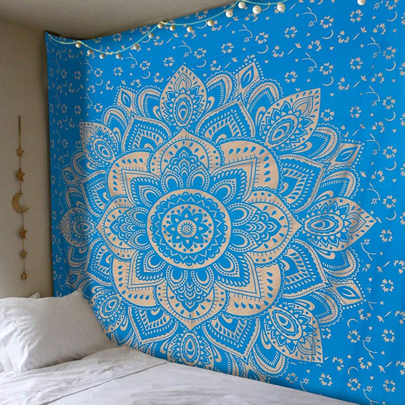 Indian Blue Mandala Tapestry