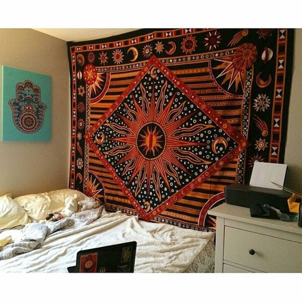 THE ART BOX Burning Sun Tie Dye Tapestry, hemelse zon, maan, ster, planeet, Boheemse poster, trippy tafelkleed, psychedelische sprei, wandkleed, boho hippie strand sprei gordijn (Geel 213 x 228 cm THE ART BOX Burning Sun Tie Dye Tapestry, hemelse zon, maan, ster, planeet, Boheemse poster, trippy tafelkleed, psychedelische sprei, wandkleed, boho hippie strand sprei gordijn (Geel 213 x 228 cm