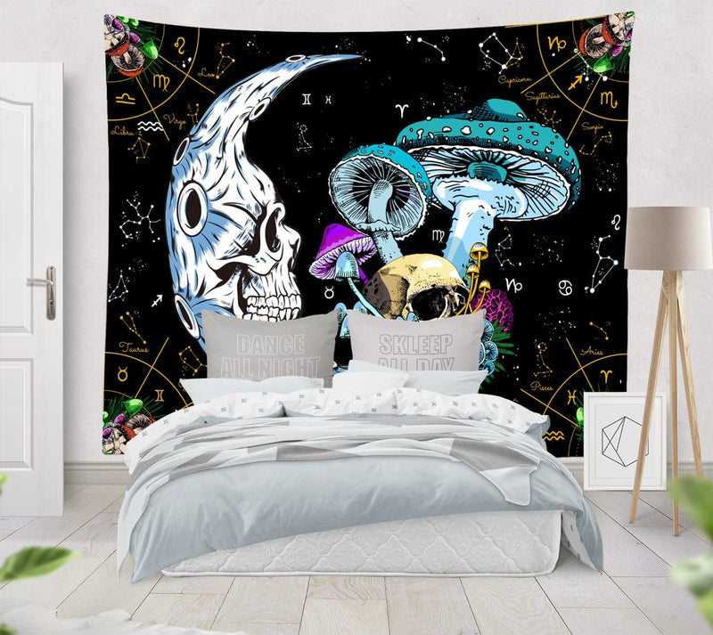 Indie Mushroom Moon Tapestry