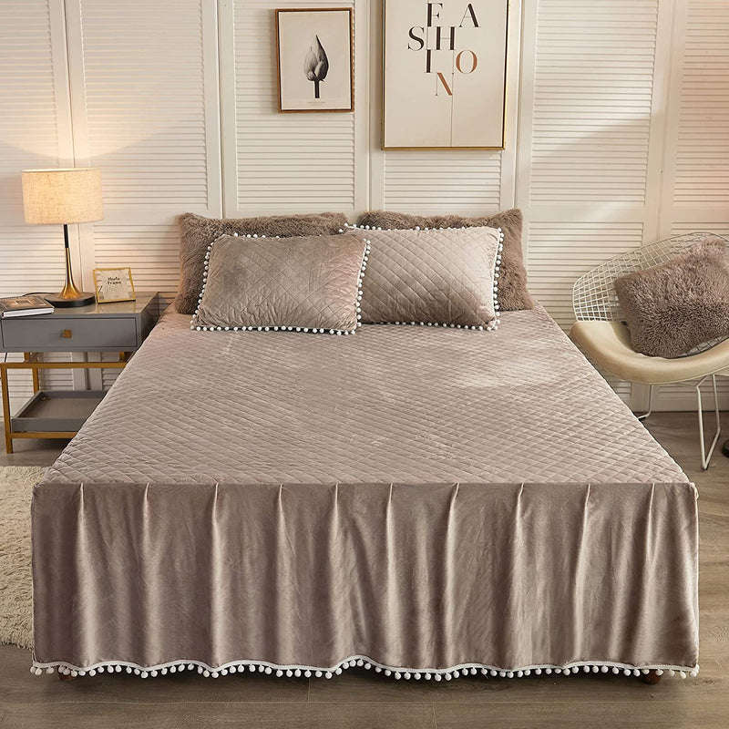 Softy Ombre Khaki Bed Skirt