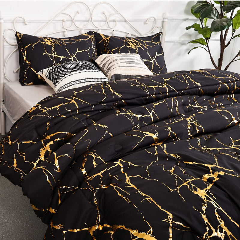 Gold & Black Marble Bed Set