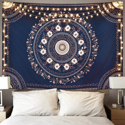 Oat & Navy Floral Tapestry - Tapestry Girls