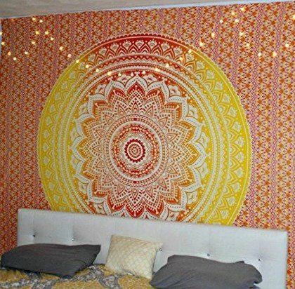 Orange Mandala Tapestry - Tapestry Girls