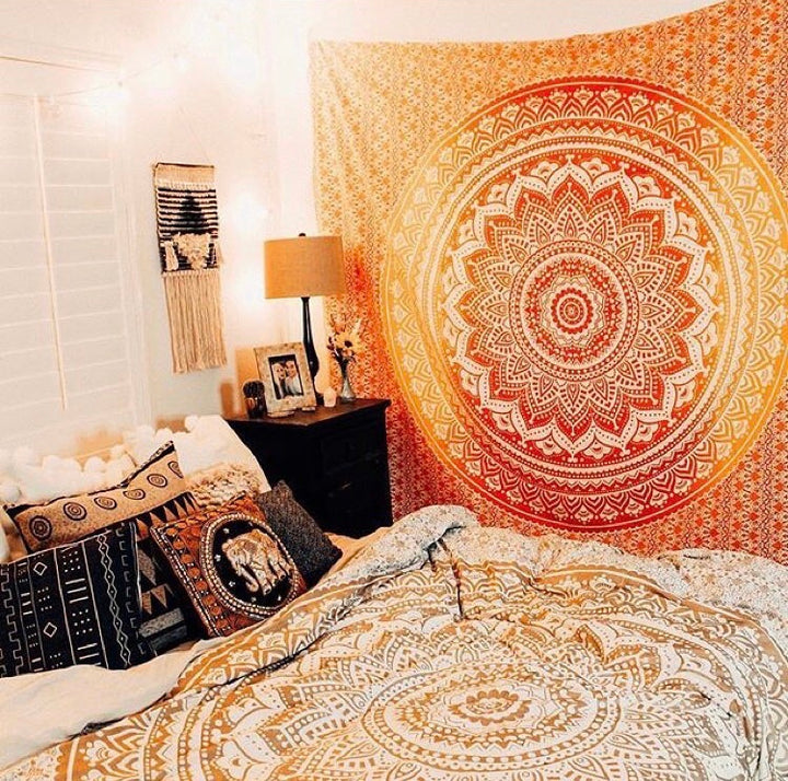 Orange Tapestry - Orange Mandala | Tapestry Girls
