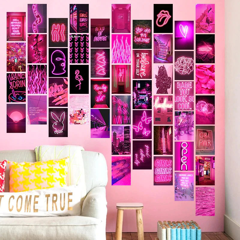 Pink Neon Wall Collage Kit