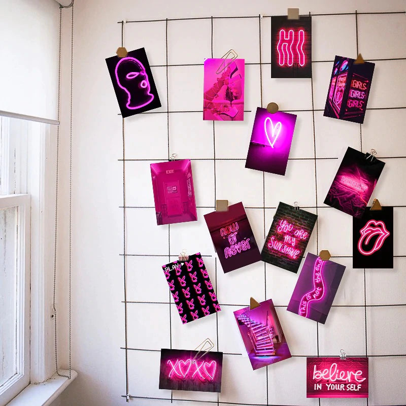Pink Neon Wall Collage Kit