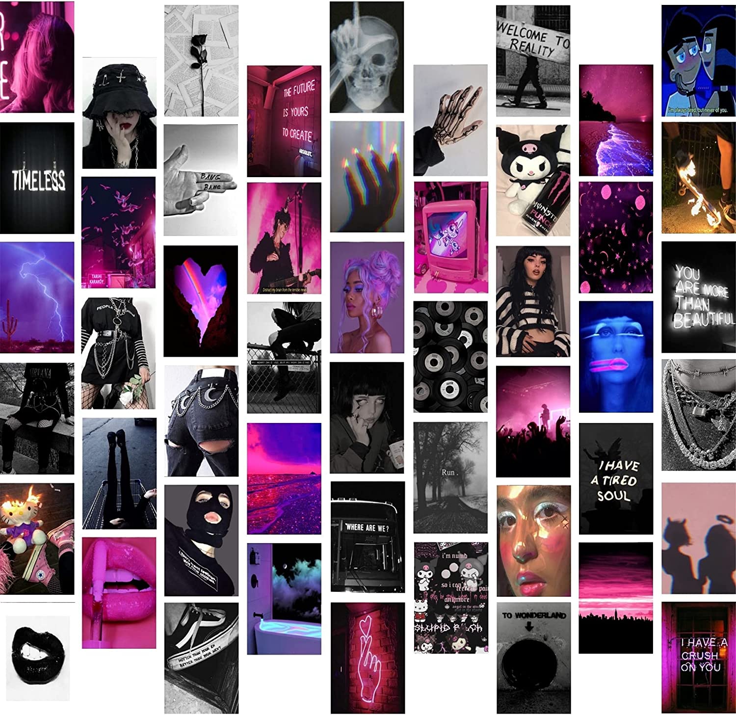 Pink Black Grunge Wall Collage Kit Aesthetic Decor Tapestry Girls pink-black-grunge-wall-collage-kit-aesthetic-decor-tapestry-girls