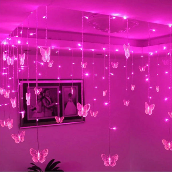 Pink Butterfly String Lights - Aesthetic Decor
