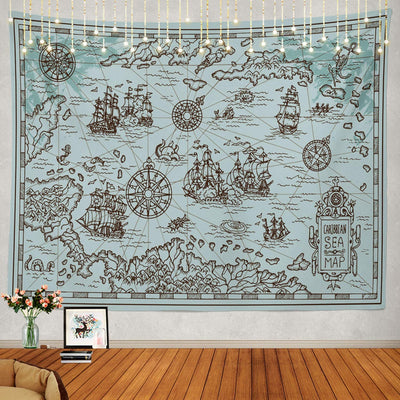 Pirate Treasure Map Tapestry - Tapestry Girls