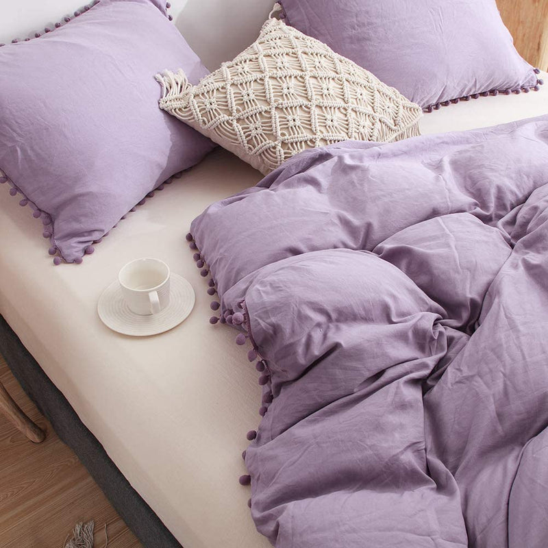 The Softy Pom Pom Purple Bed Set