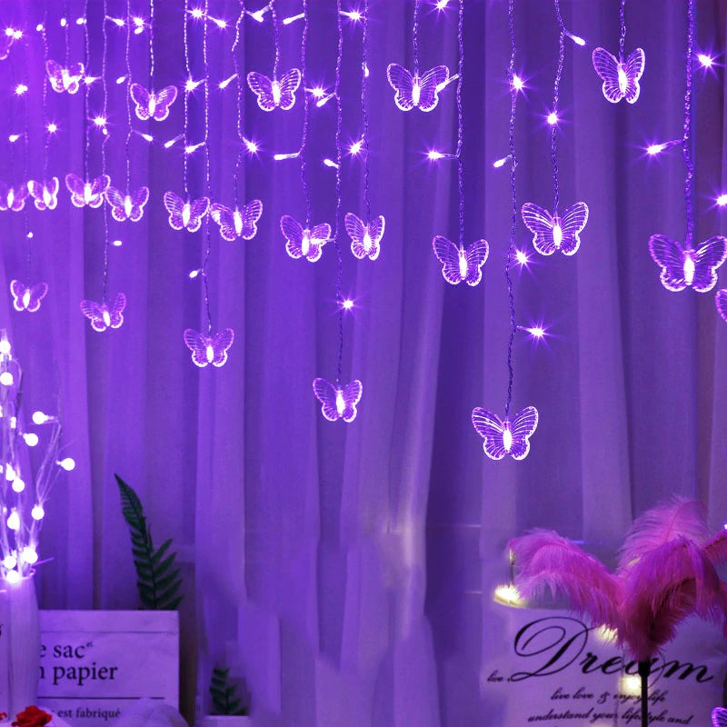 Purple Fairy Butterfly String Lights