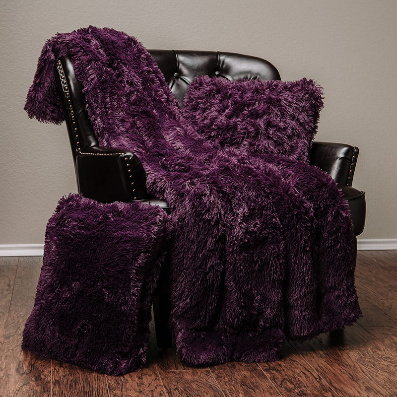 Purple Fur Throw and Pillow Set - Tapestry Girls