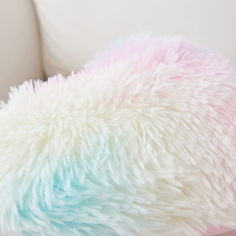 Softy Rainbow Heart Pillow