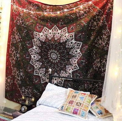 Red Star Mandala Tapestry - Tapestry Girls
