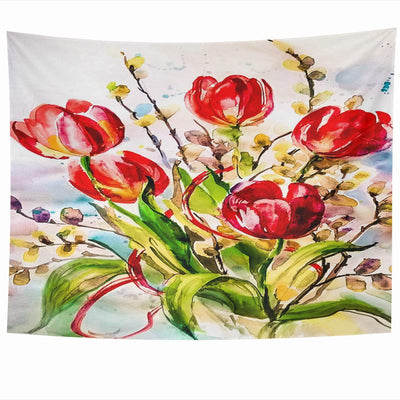 Red Tulips Tapestry - Tapestry Girls