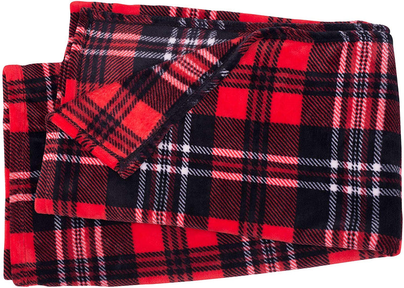 Red and White Plaid Fleece Blanket - Tapestry Girls